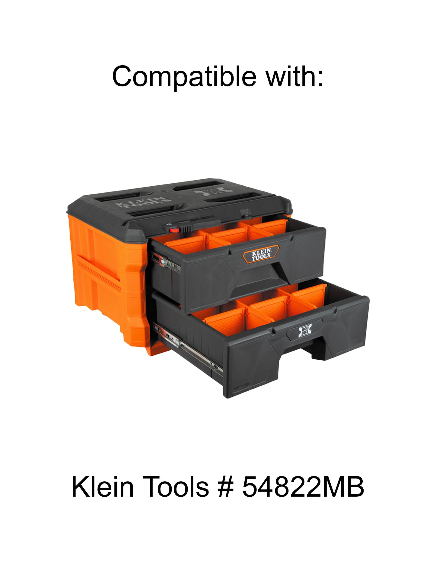 Klein Tools MODbox Two Drawer Toolbox Compatible Medium Nesting Bin - Gray