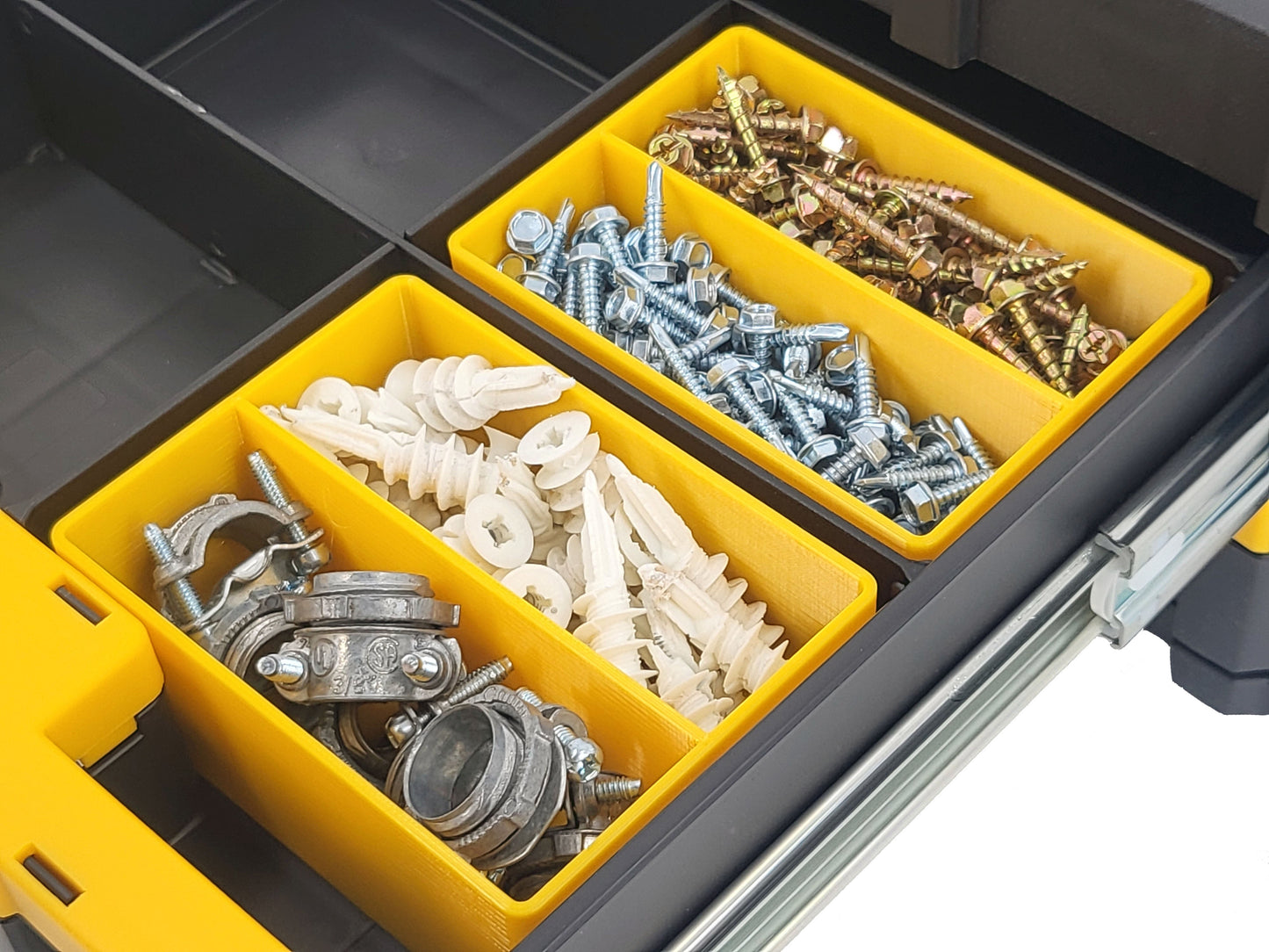 Dewalt TSTAK 2-Drawer Tool Box Compatible Small Nesting Bins - Yellow