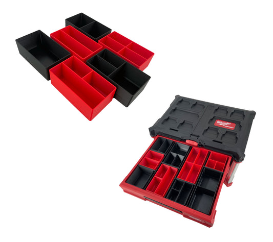 Milwaukee Packout Multi-Depth 3-Drawer (Upper) Tool Box Compatible Medium Nesting Bins - Red