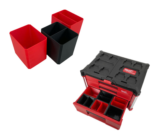 Milwaukee Packout Multi-Depth 3-Drawer (Lower) Tool Box Compatible Small Nesting Bins - Red