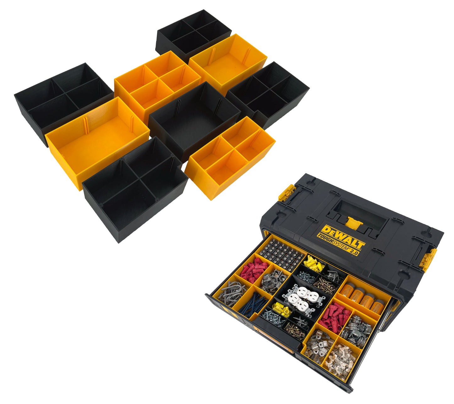 Dewalt ToughSystem 2.0 3-Drawer Tool Box Compatible Small Nesting Bin Sets - Yellow