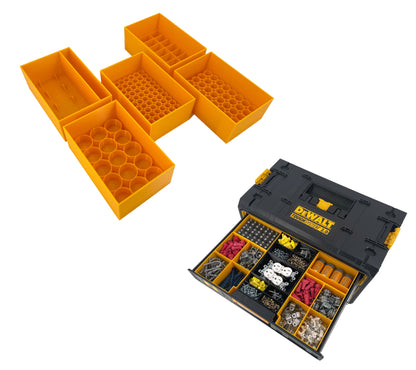 Dewalt ToughSystem 2.0 3 Drawer Tool Box Case Compatible Small AA AAA C D 9V Bin - Yellow