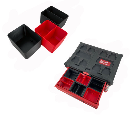 Milwaukee Packout 3-Drawer Tool Box Compatible Small Nesting Bins - Red