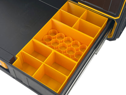 Dewalt ToughSystem 2.0 3 Drawer Tool Box Case Compatible Small AA AAA C D 9V Bin - Yellow