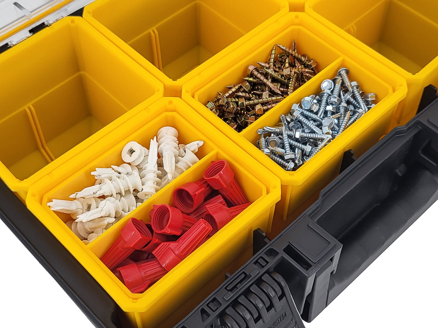 DeWalt ToughSystem 2.0 Deep Compact Organizer Compatible Small Nesting Bins - Yellow