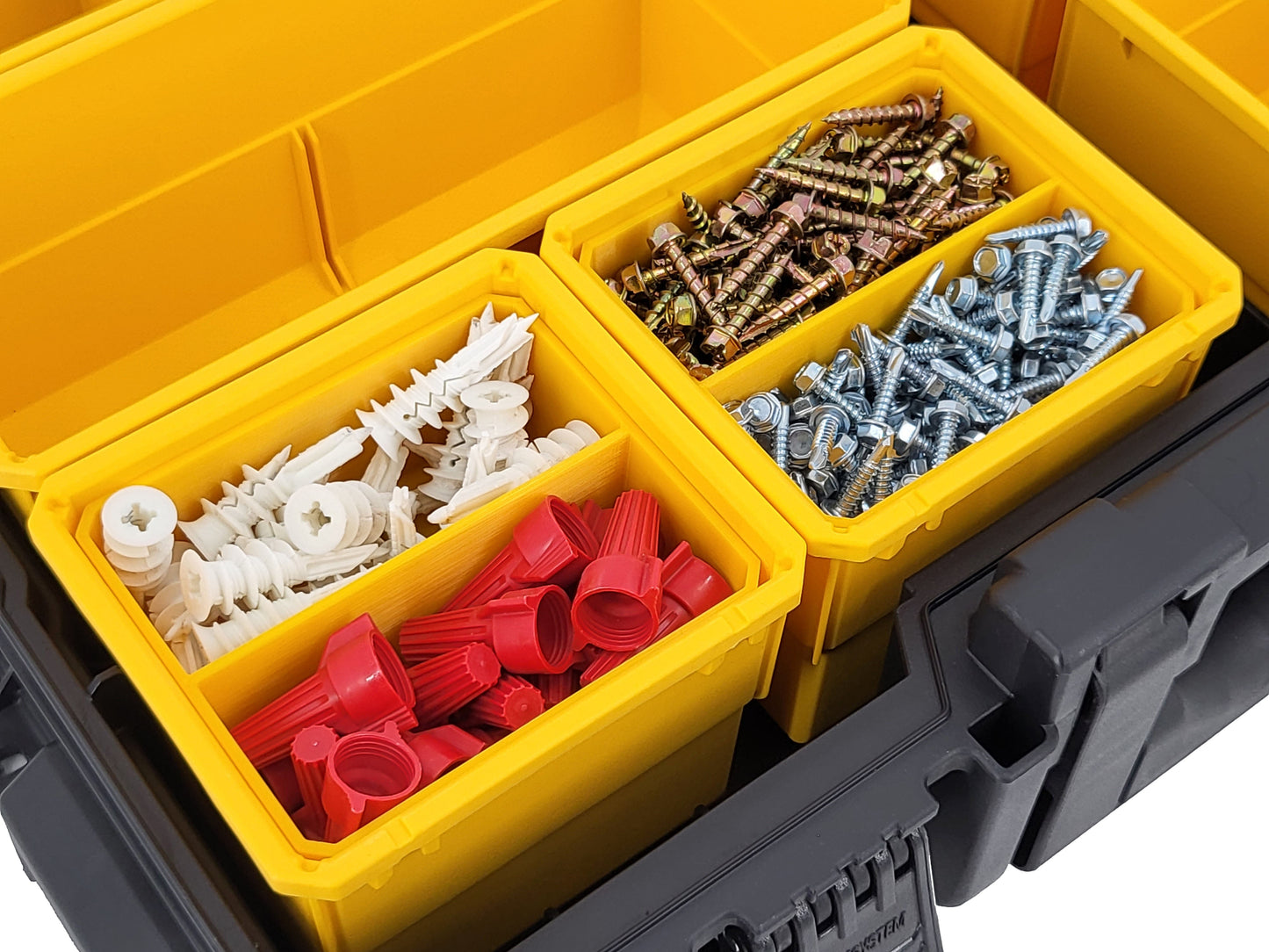 DeWalt ToughSystem 2.0 Full-Size Organizer Compatible Small Nesting Bins - Yellow