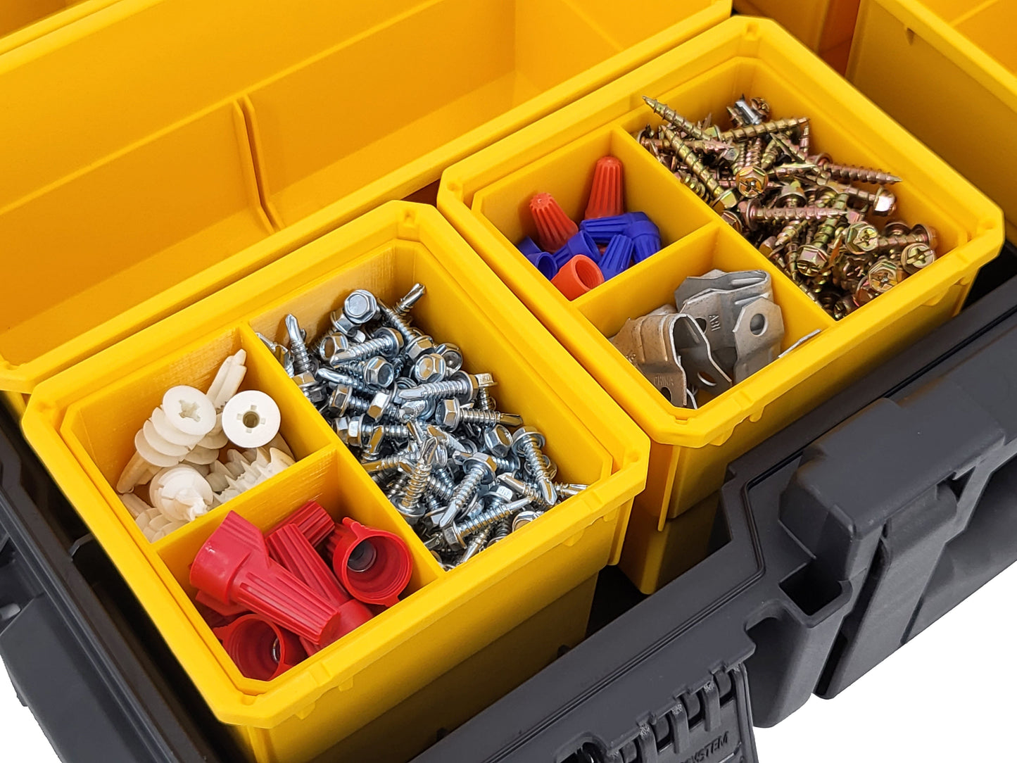 DeWalt ToughSystem 2.0 Full-Size Organizer Compatible Small Nesting Bins - Yellow