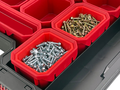 Husky Build-Out Deep Organizer Compatible Small Nesting Bins - Red