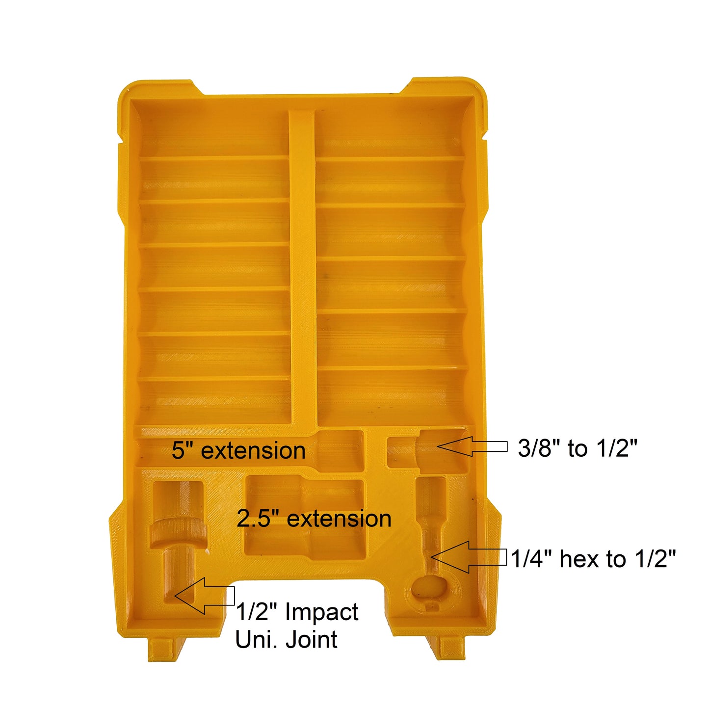 Milwaukee Packout Compact Organizer Compatible Dewalt 1/2" Metric Deep Impact Socket Tray Insert Set