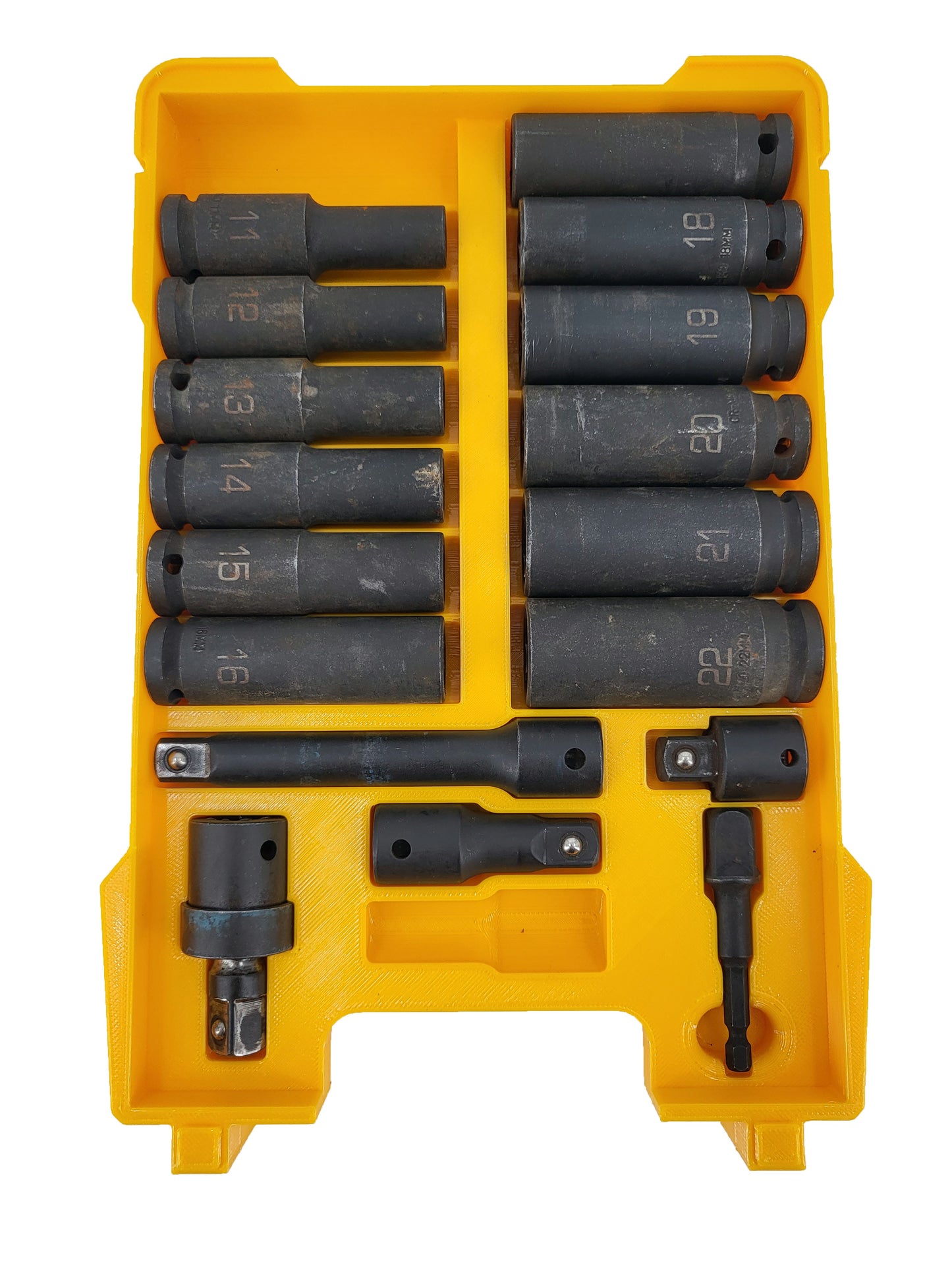 Milwaukee Packout Compact Organizer Compatible Dewalt 1/2" Metric Deep Impact Socket Tray Insert Set