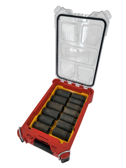 Milwaukee Packout Compact Organizer Compatible Dewalt 1/2" Metric Deep Impact Socket Tray Insert Set