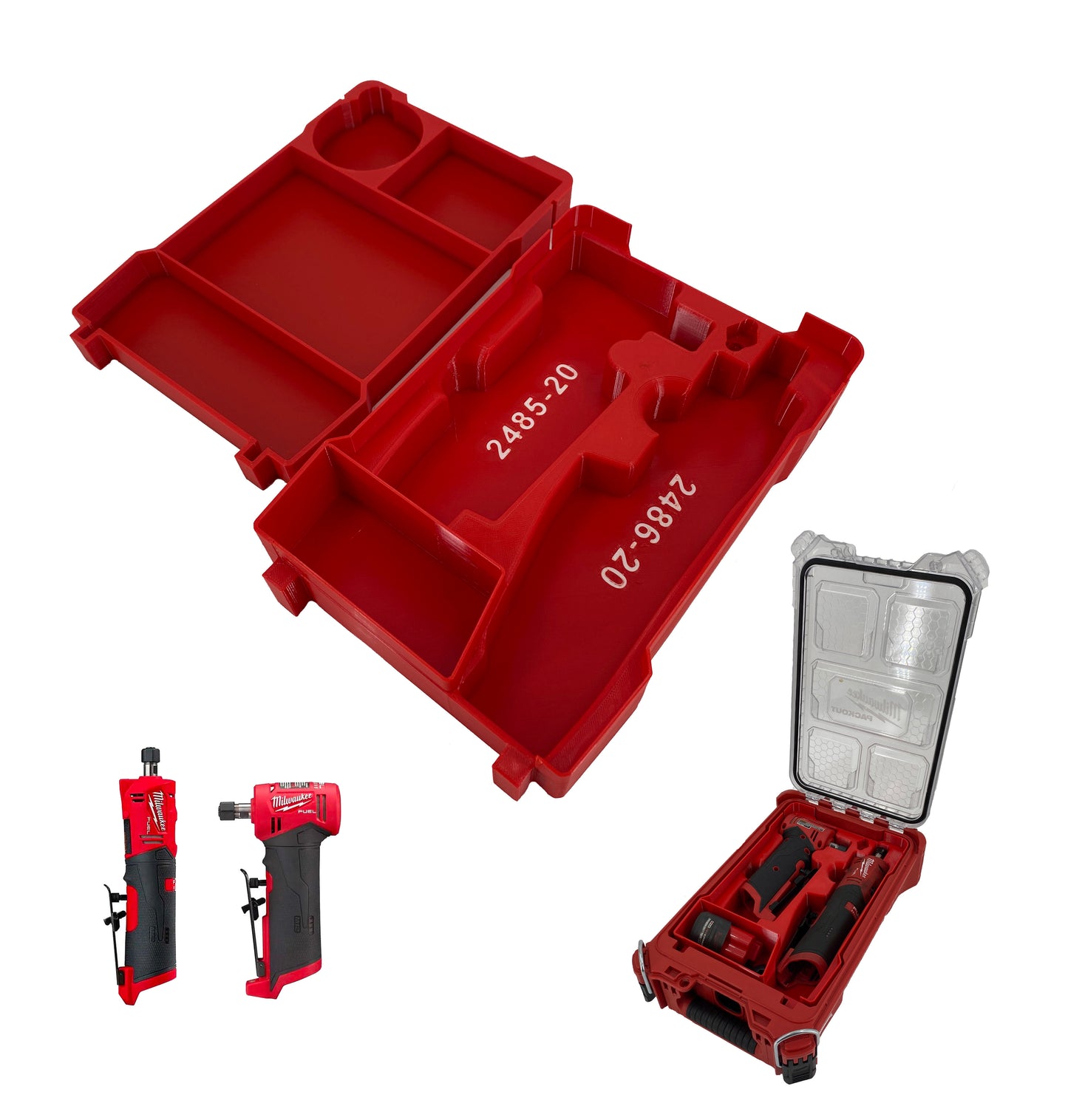 Milwaukee Packout Compact Organizer Compatible M12 Die Grinder Tool Tray Insert Set