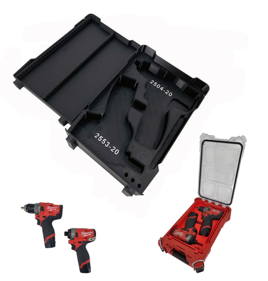 Milwaukee Packout Compact Organizer Compatible M12 Driver Tool Tray Insert Set - Black