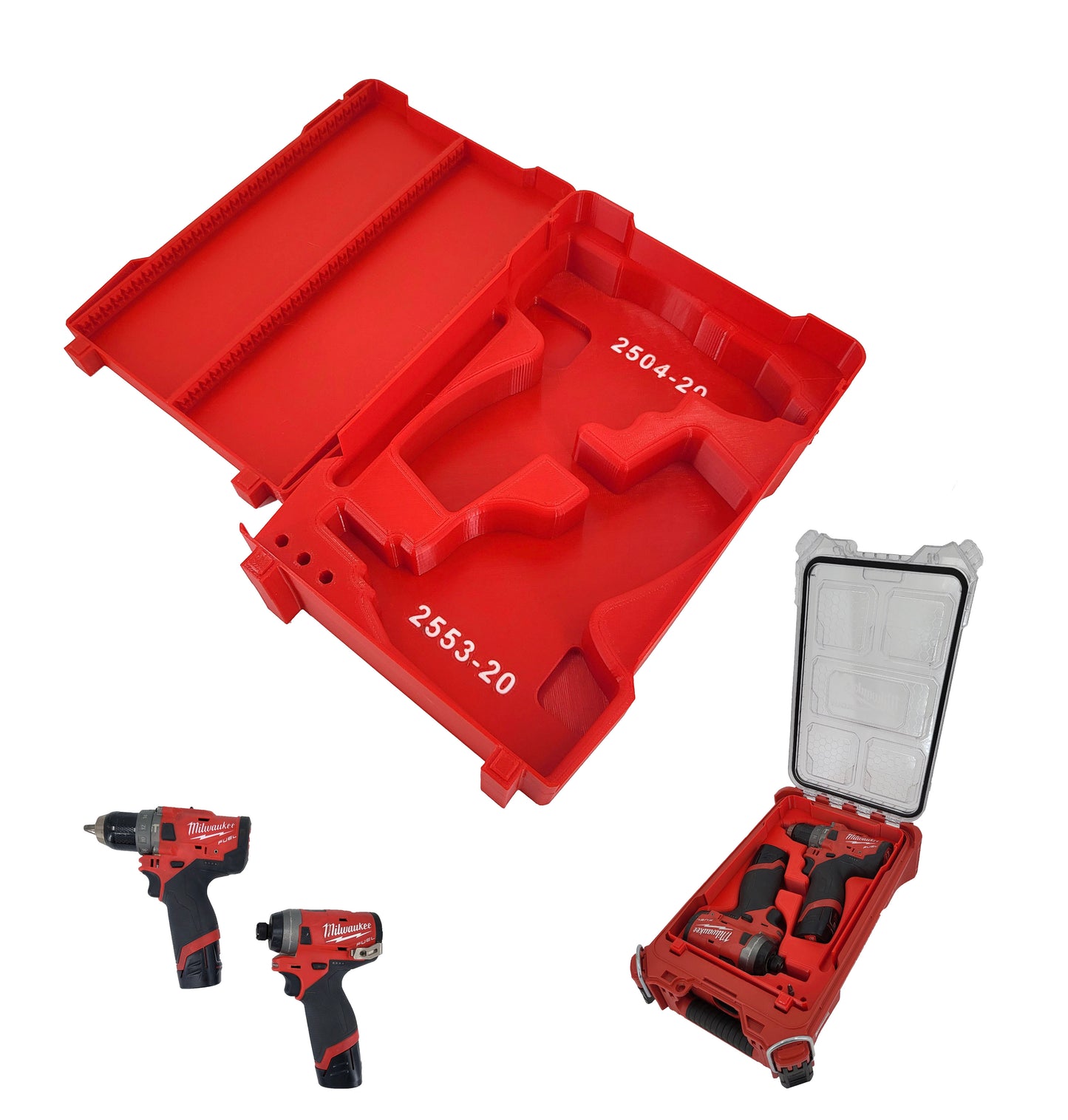 Milwaukee Packout Compact Organizer Compatible M12 Driver Tool Tray Insert Set - Red