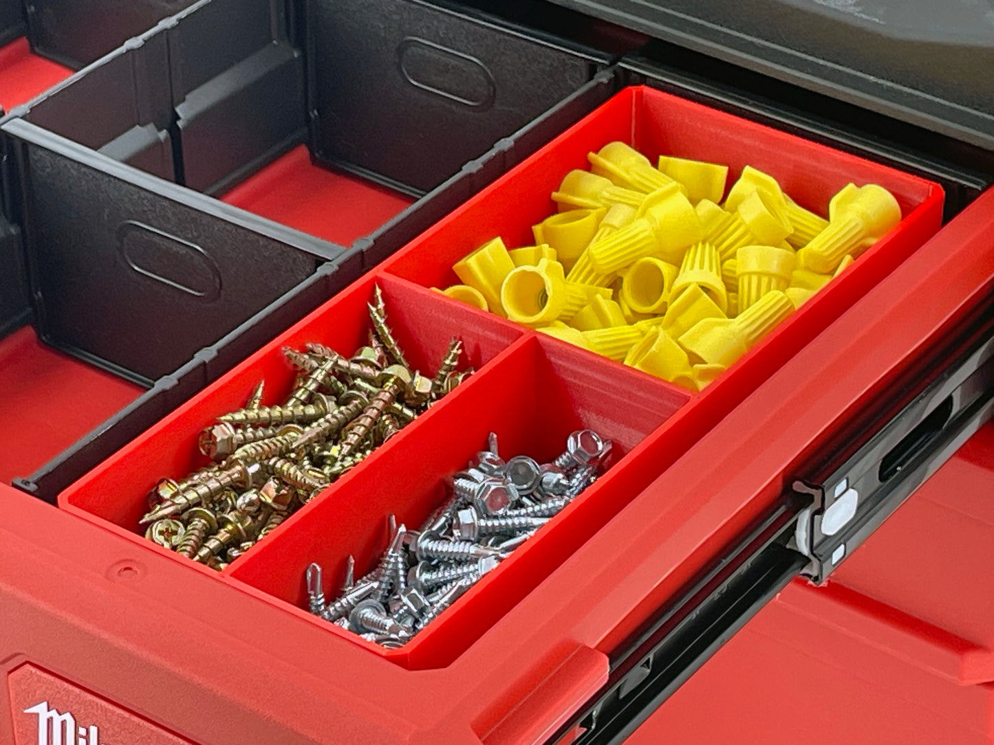 Milwaukee Packout 4-Drawer Tool Box Compatible Large Nesting Bins - Red