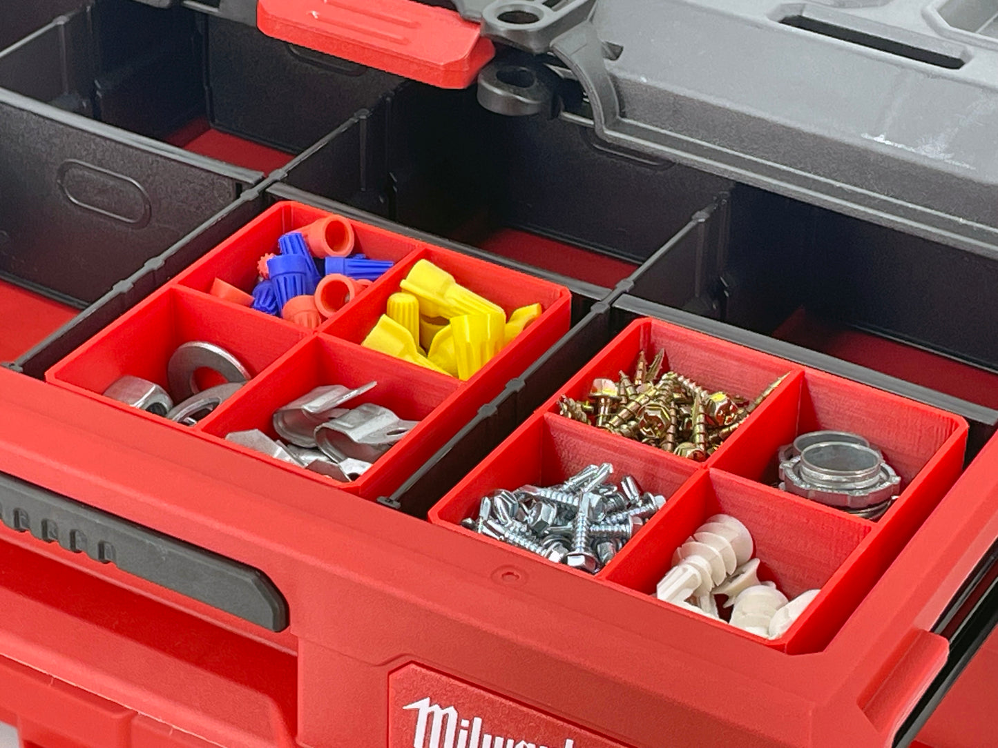 Milwaukee Packout Multi-Depth 3-Drawer (Upper) Tool Box Compatible Small Nesting Bins - Red