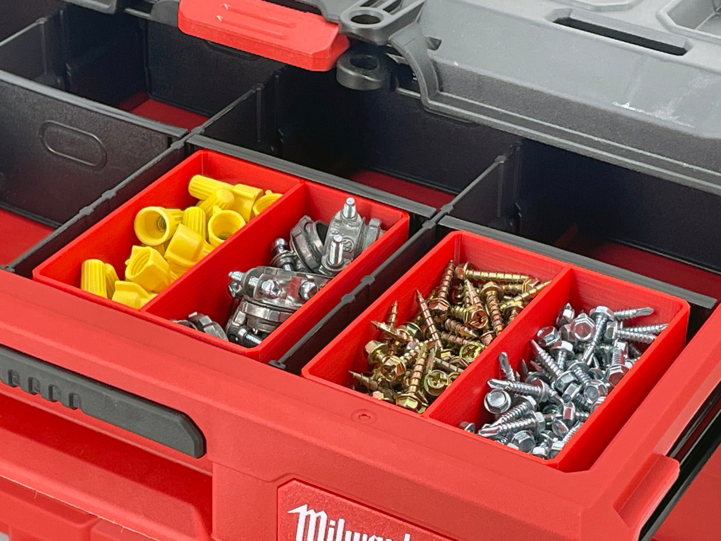 Milwaukee Packout Multi-Depth 3-Drawer (Upper) Tool Box Compatible Small Nesting Bins - Red