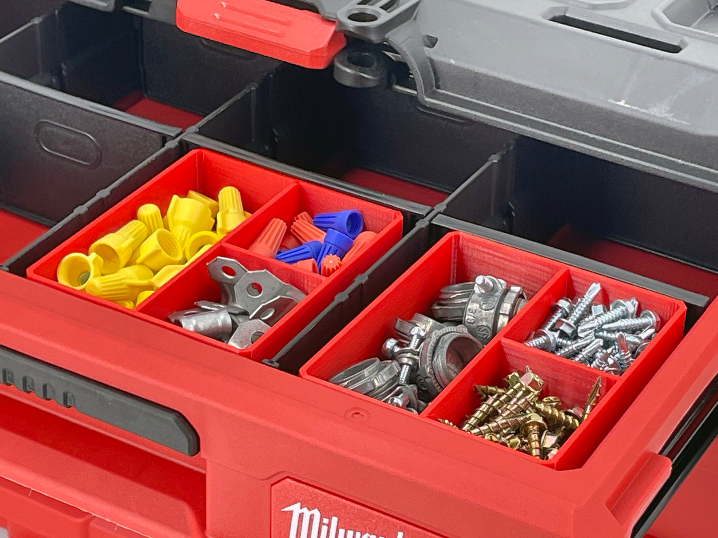 Milwaukee Packout Multi-Depth 3-Drawer (Upper) Tool Box Compatible Small Nesting Bins - Red