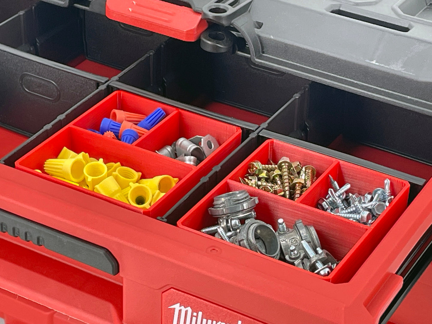 Milwaukee Packout Multi-Depth 3-Drawer (Upper) Tool Box Compatible Small Nesting Bins - Red