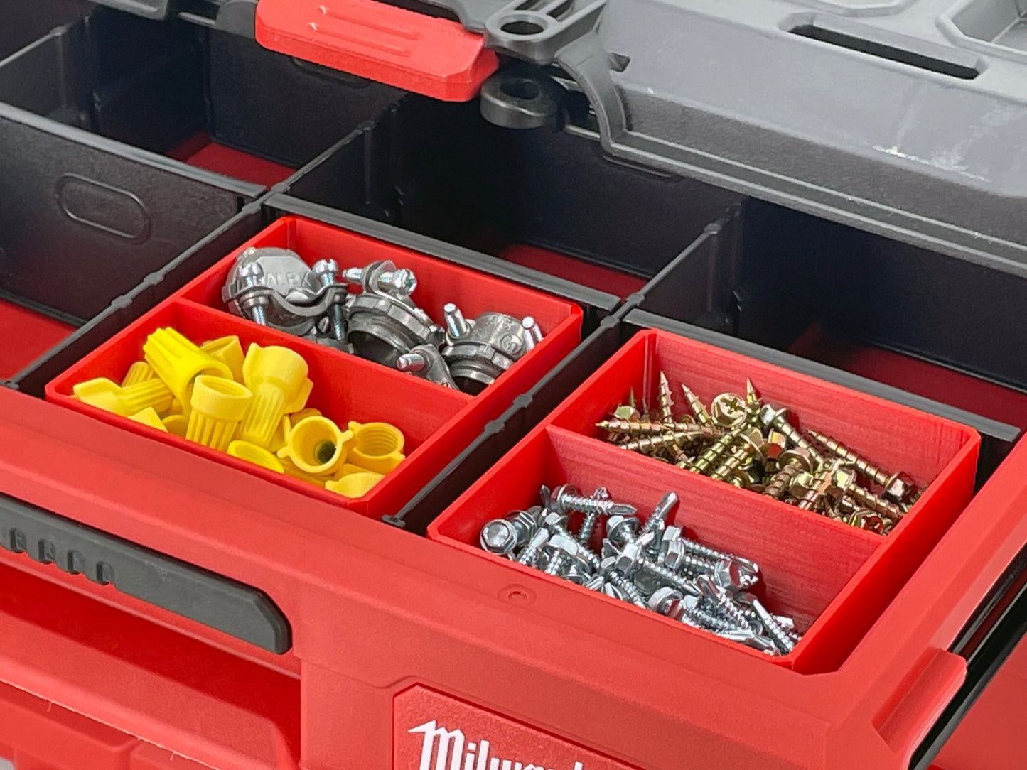 Milwaukee Packout Multi-Depth 3-Drawer (Upper) Tool Box Compatible Small Nesting Bins - Red