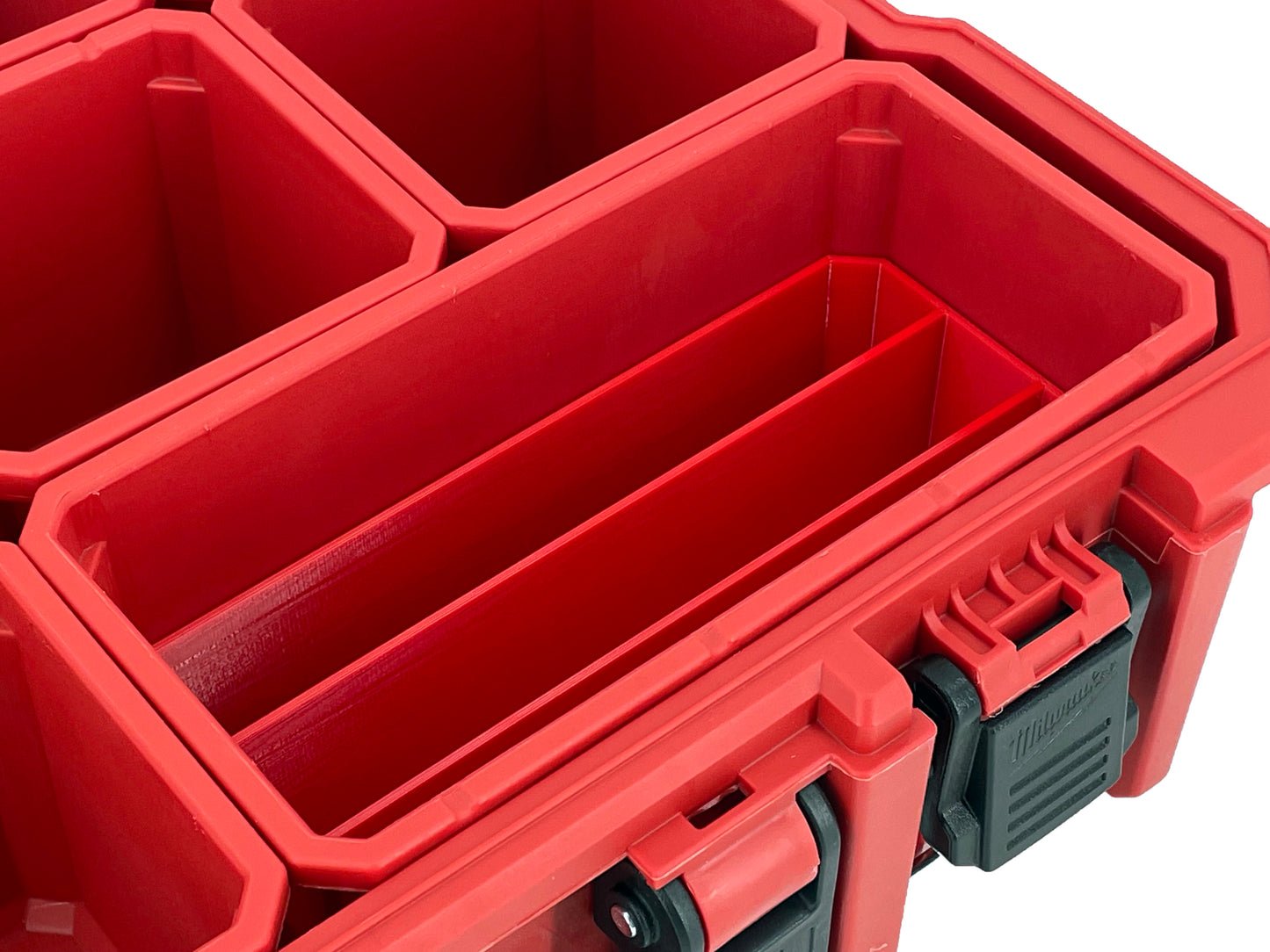 Milwaukee Jobsite Organizer Compatible Long Nesting Bin Top and Bottom Set - Red