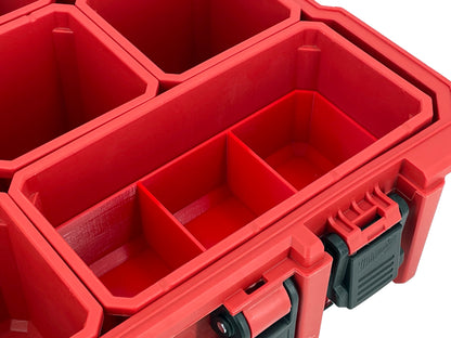 Milwaukee Jobsite Organizer Compatible Long Nesting Bin Top and Bottom Set - Red