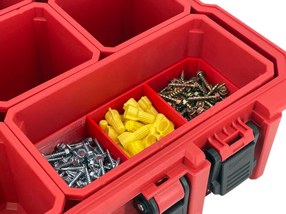 Milwaukee Jobsite Organizer Compatible Long Nesting Bin Top and Bottom Set - Red