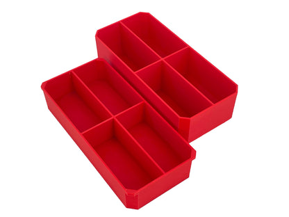 Milwaukee Jobsite Organizer Compatible Long Nesting Bin Top and Bottom Set - Red