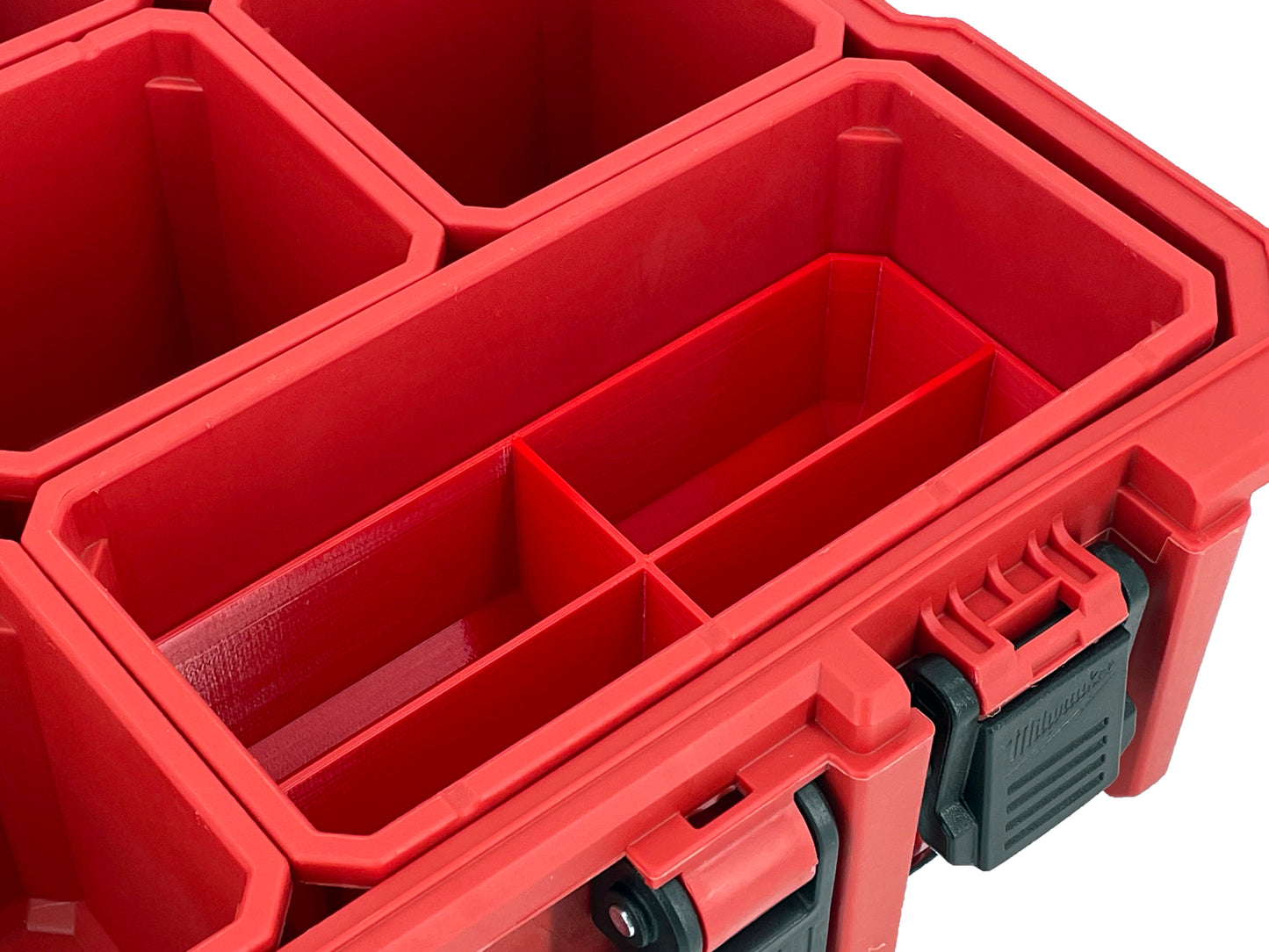 Milwaukee Jobsite Organizer Compatible Long Nesting Bin Top and Bottom Set - Red