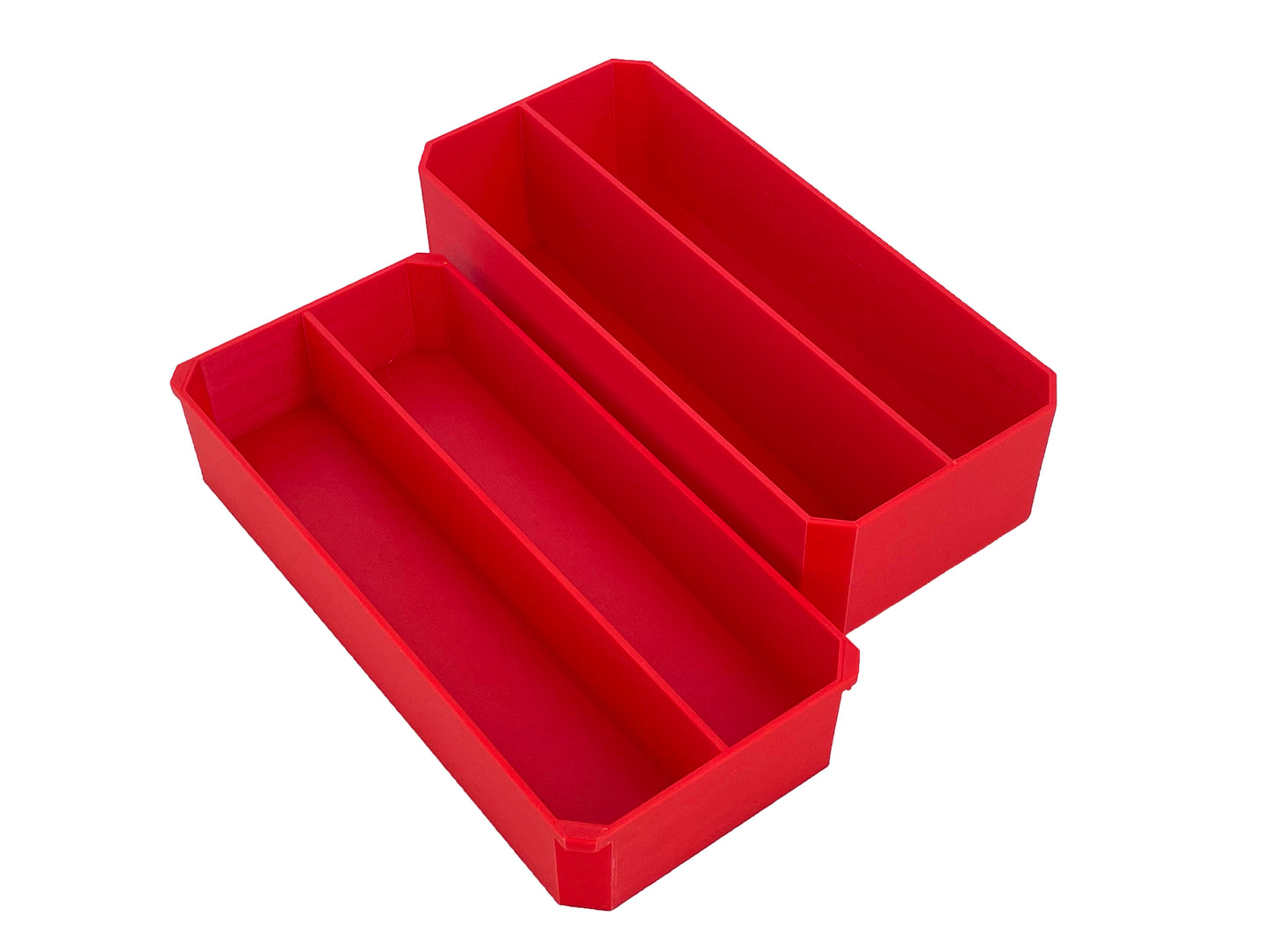 Milwaukee Jobsite Organizer Compatible Long Nesting Bin Top and Bottom Set - Red