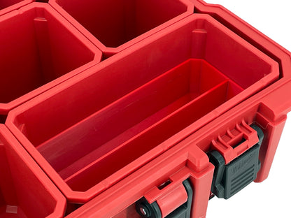 Milwaukee Jobsite Organizer Compatible Long Nesting Bin Top and Bottom Set - Red