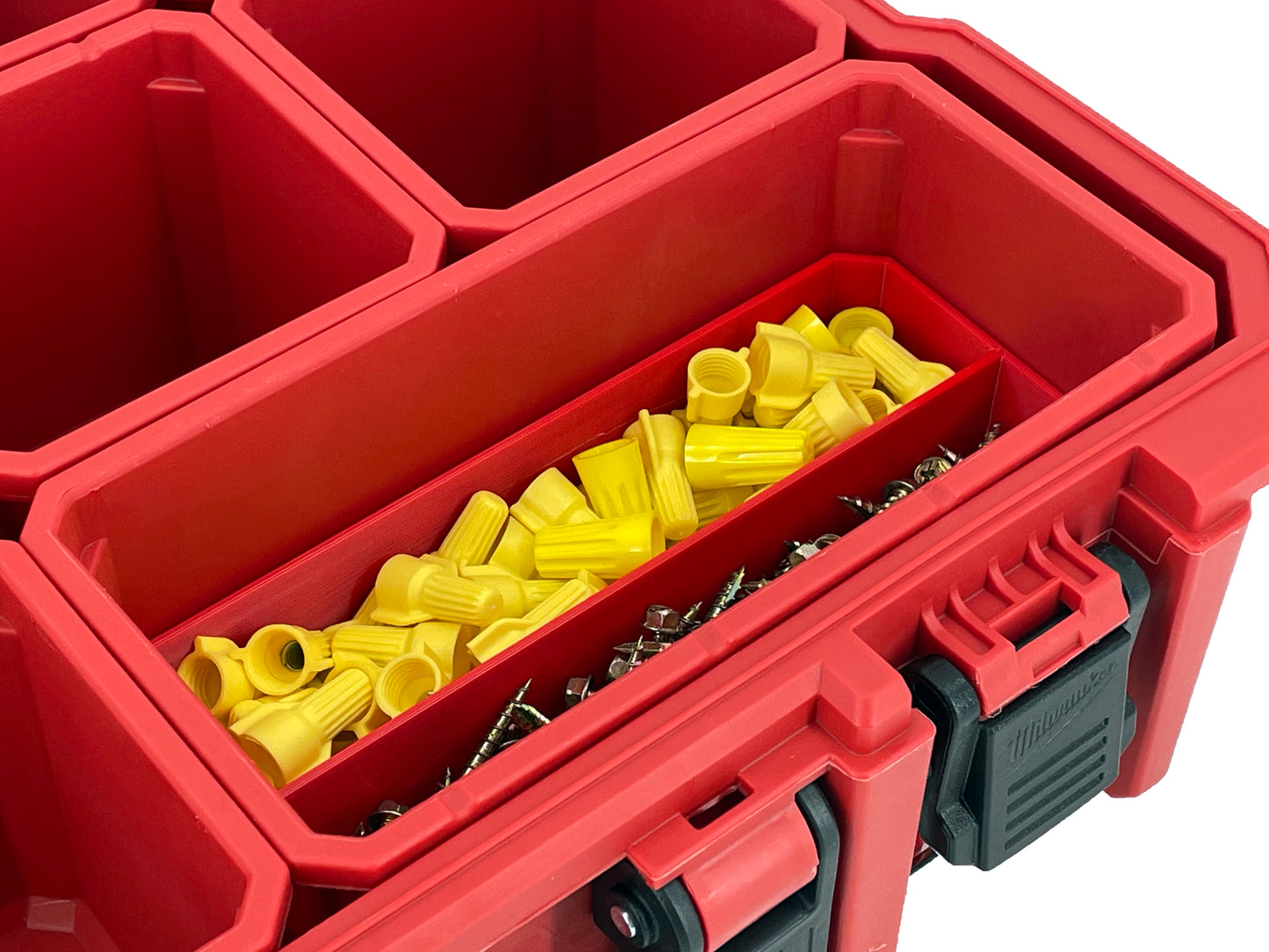 Milwaukee Jobsite Organizer Compatible Long Nesting Bin Top and Bottom Set - Red