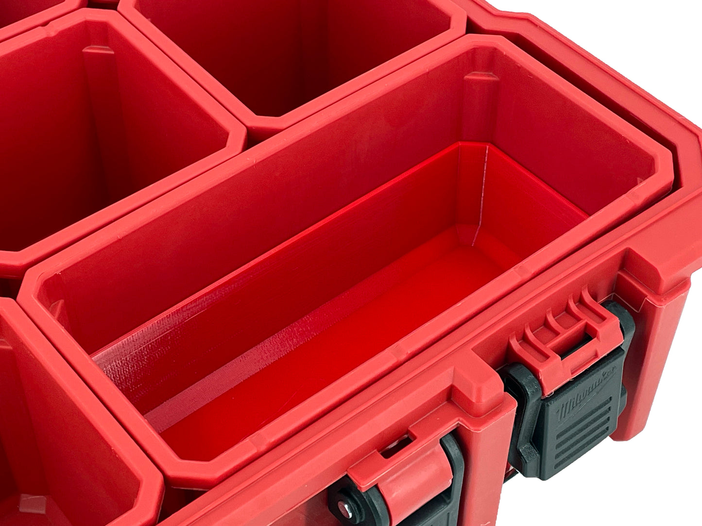 Milwaukee Jobsite Organizer Compatible Long Nesting Bin Top and Bottom Set - Red