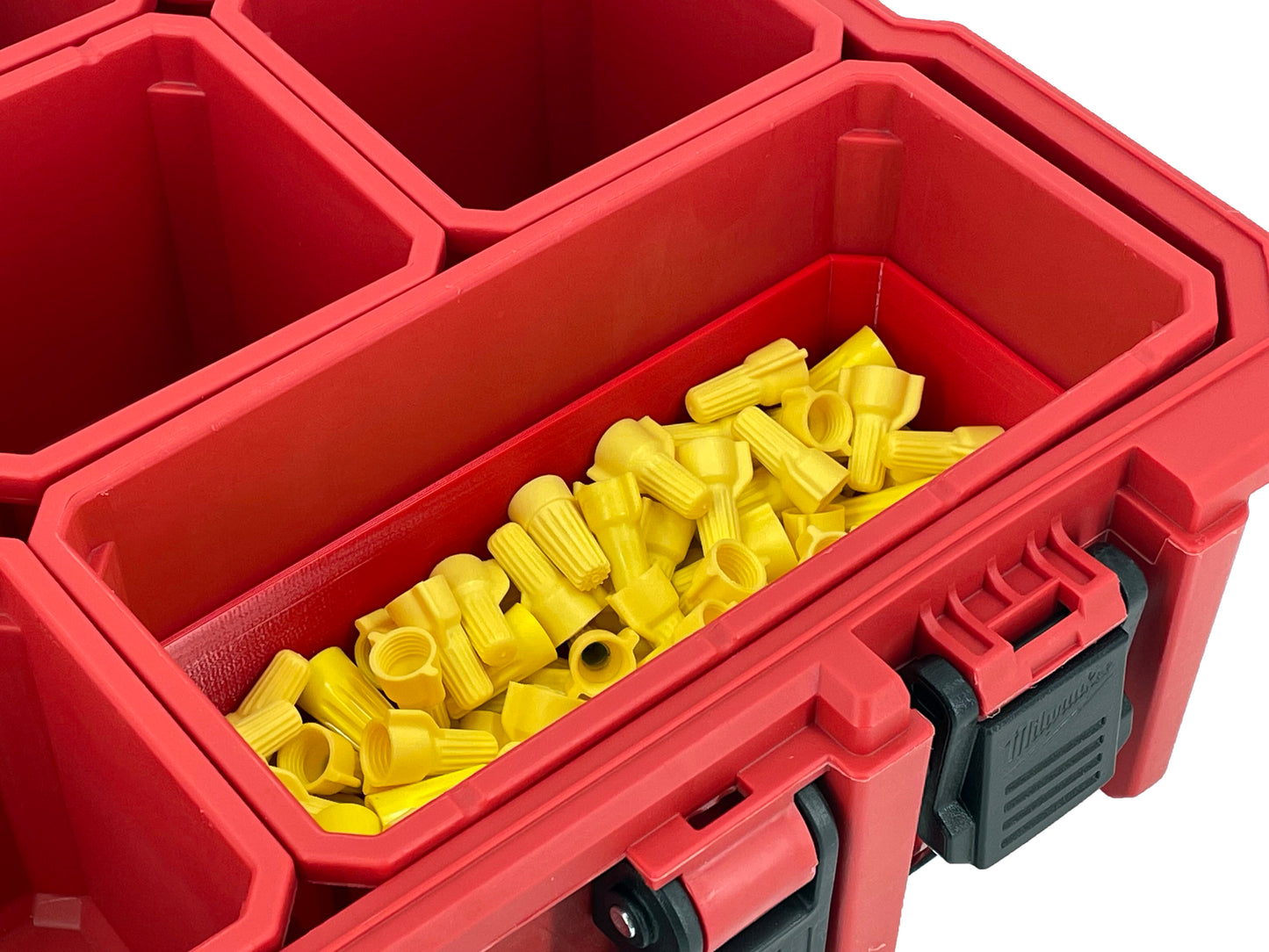 Milwaukee Jobsite Organizer Compatible Long Nesting Bin Top and Bottom Set - Red