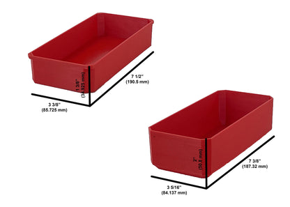 Milwaukee Jobsite Organizer Compatible Long Nesting Bin Top and Bottom Set - Red