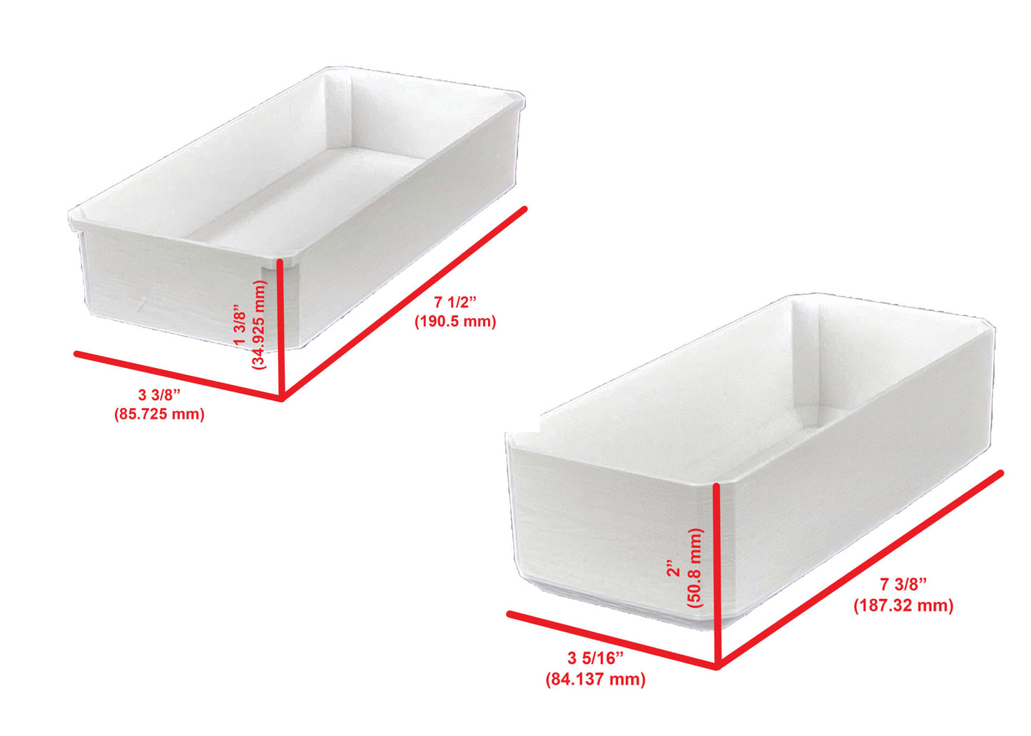 Milwaukee Packout Compact Organizer Compatible Long Nesting Bin Top and Bottom Set - White