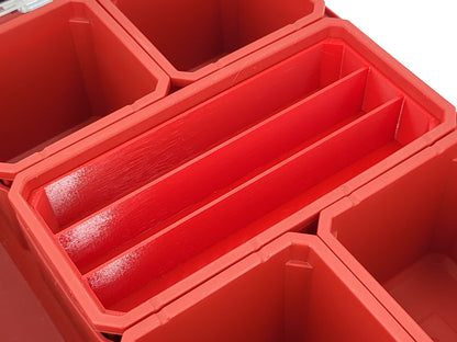 Milwaukee Packout Organizer Compatible 3rd Height Long Nesting Bins - Red