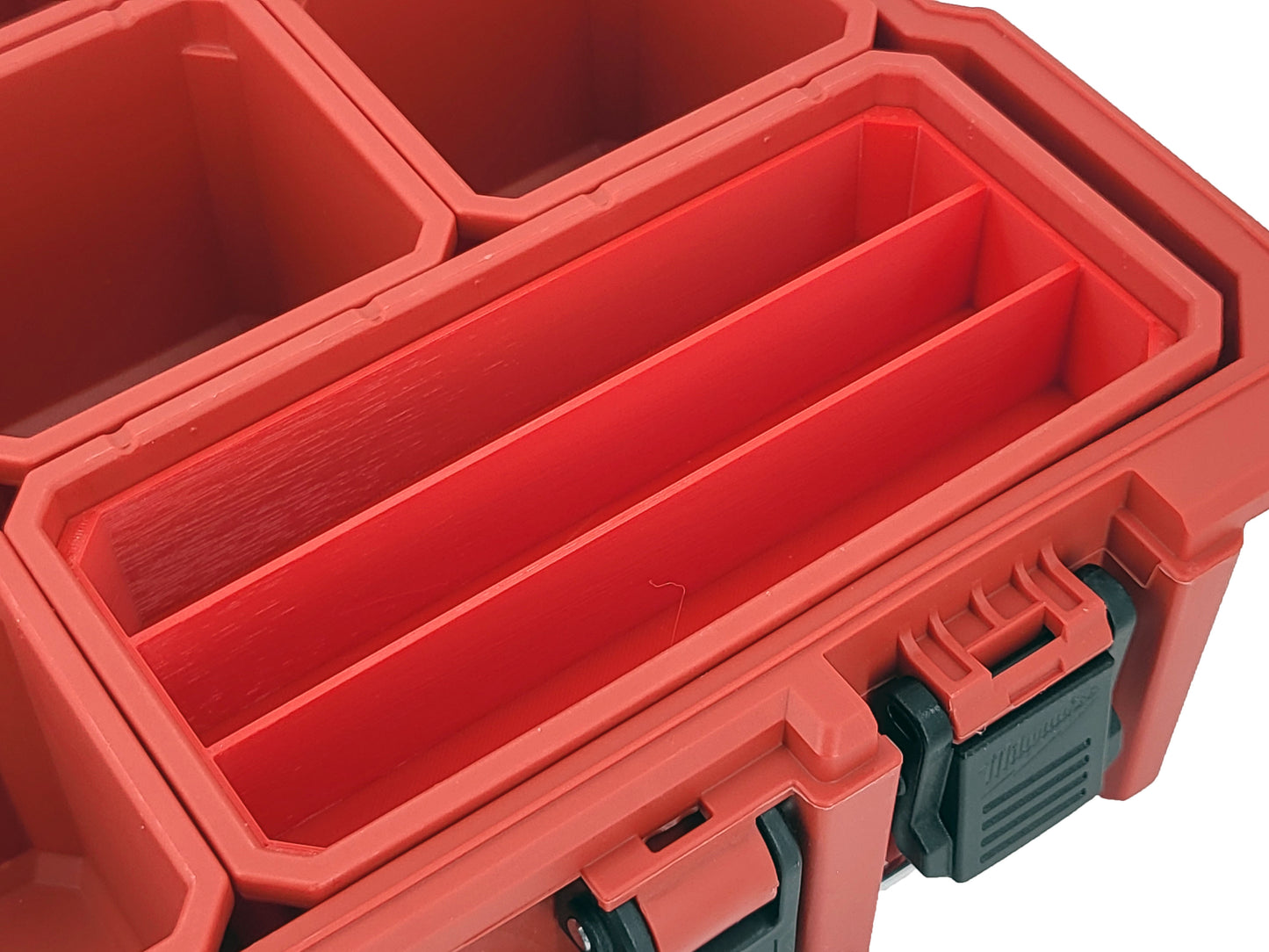 Milwaukee Jobsite Organizer Compatible Long Nesting Bin Top and Bottom Set - Red