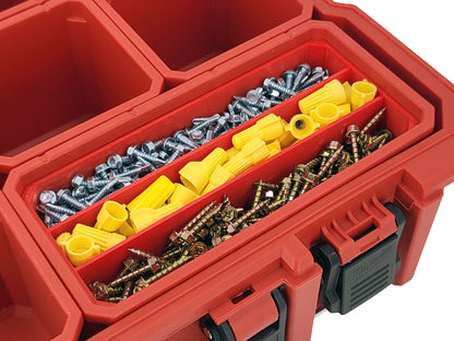 Milwaukee Jobsite Organizer Compatible Long Nesting Bin Top and Bottom Set - Red