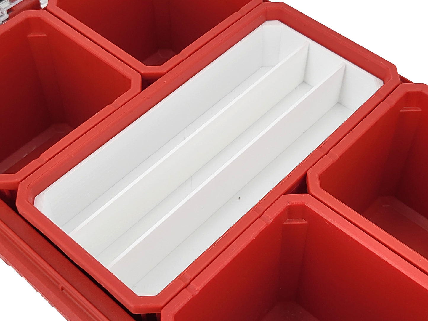 Milwaukee Packout Compact Organizer Compatible Long Nesting Bin Top and Bottom Set - White