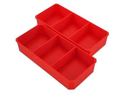 Milwaukee Jobsite Organizer Compatible 3rd Height Long Nesting Bins - Red