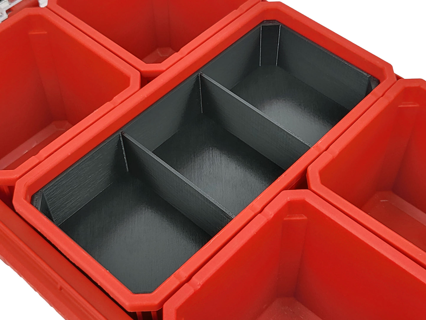 Milwaukee Packout Compact Organizer Compatible Long Nesting Bin Top and Bottom Set - Black