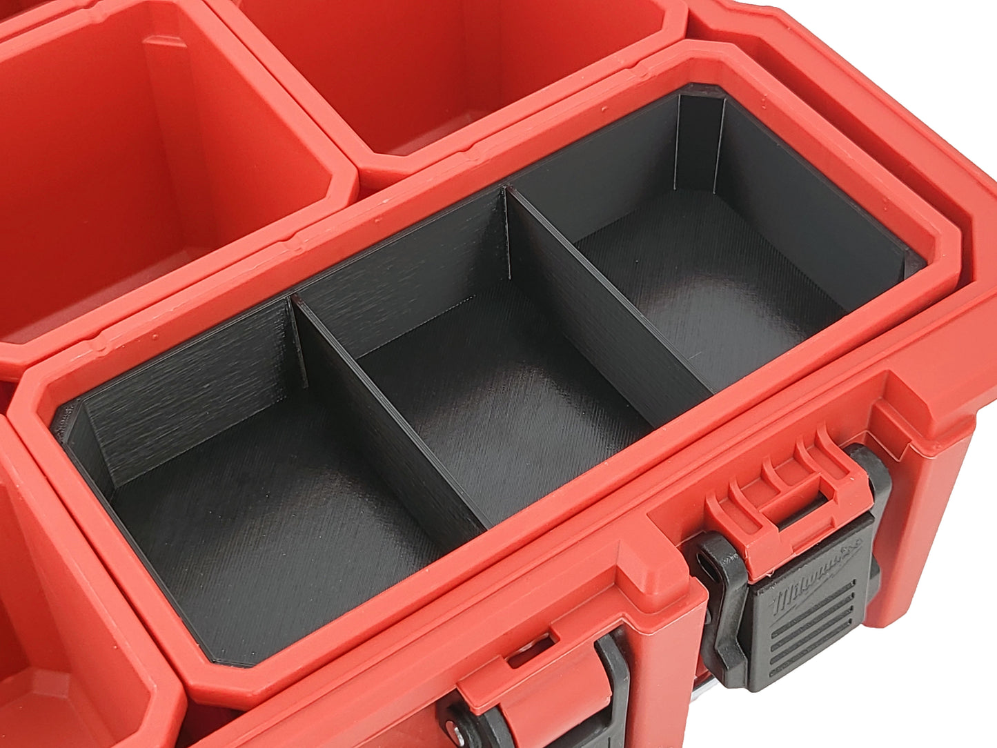 Milwaukee Jobsite Organizer Compatible Long Nesting Bin Top and Bottom Set - Black