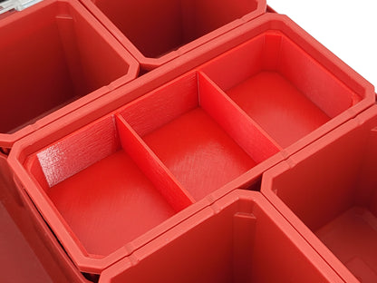 Milwaukee Packout Organizer Compatible 3rd Height Long Nesting Bins - Red