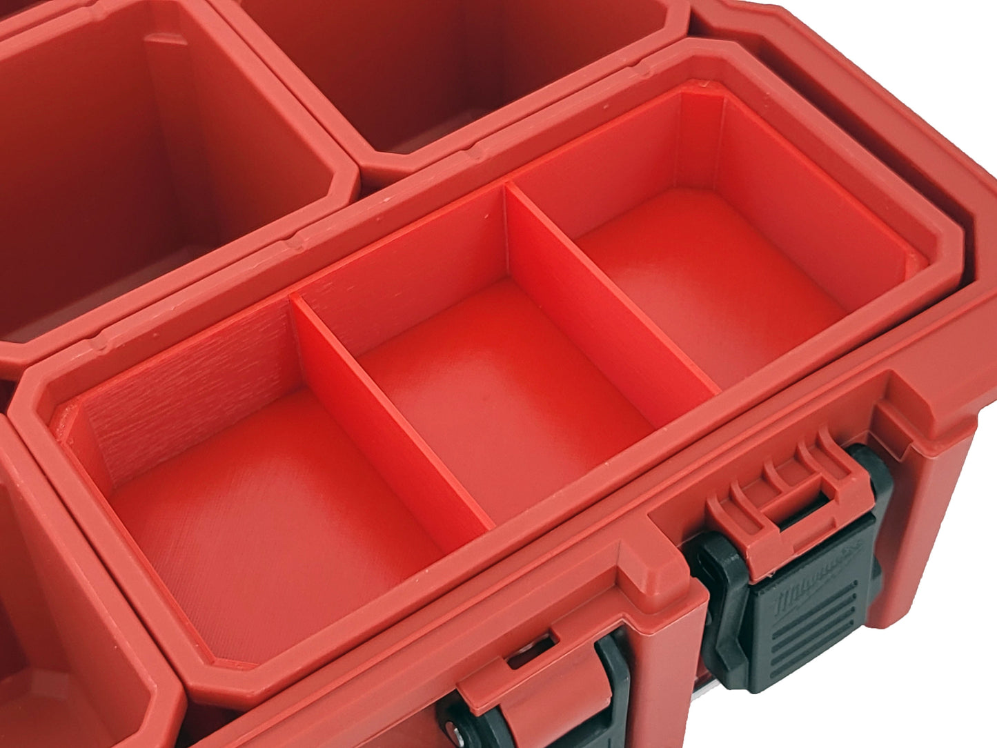 Milwaukee Jobsite Organizer Compatible 3rd Height Long Nesting Bins - Red