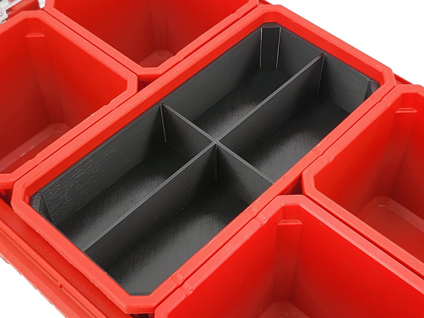 Milwaukee Packout Compact Organizer Compatible Long Nesting Bin Top and Bottom Set - Black