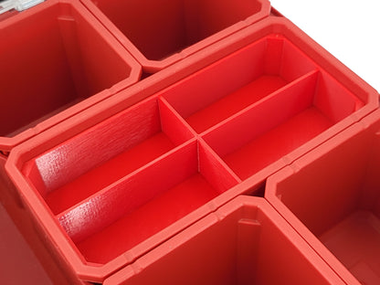 Milwaukee Packout Organizer Compatible 3rd Height Long Nesting Bins - Red