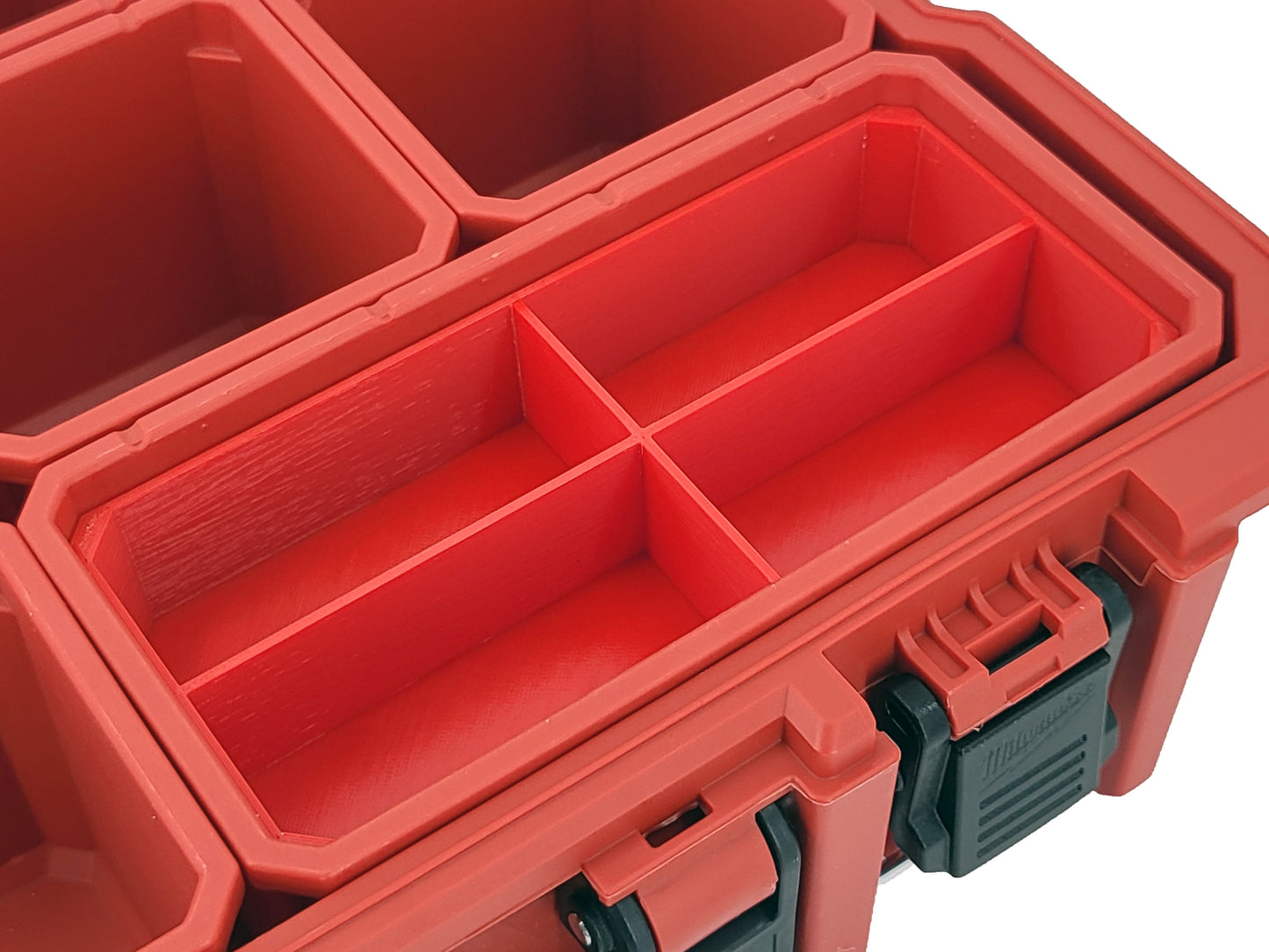 Milwaukee Jobsite Organizer Compatible Long Nesting Bin Top and Bottom Set - Red