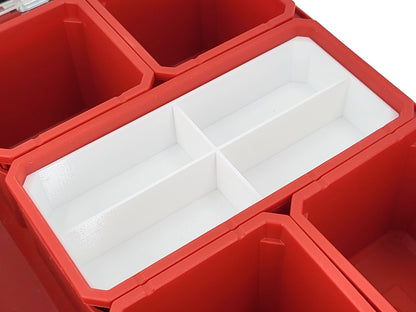 Milwaukee Packout Organizer Compatible 3rd Height Long Nesting Bins - White