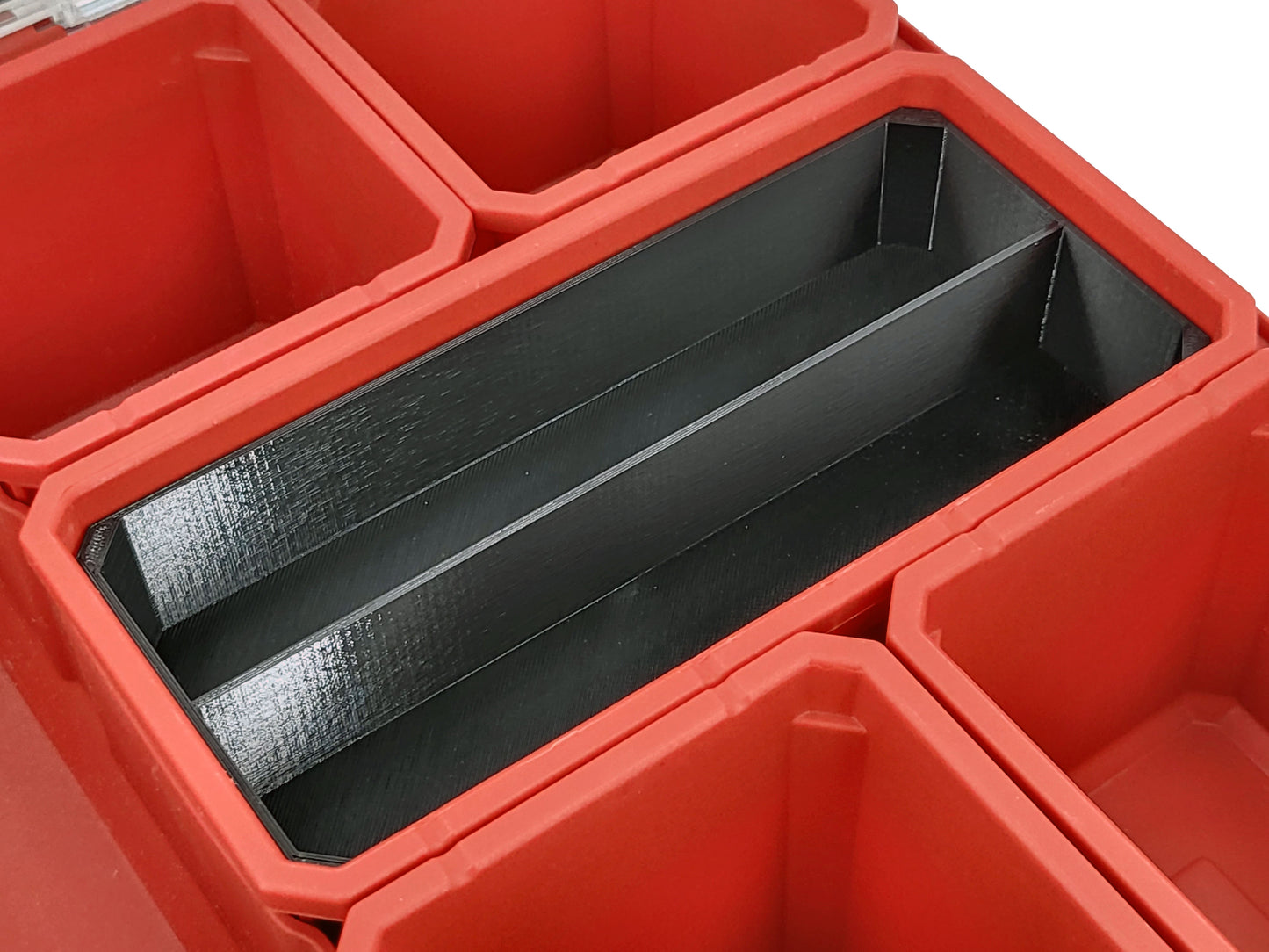 Milwaukee Packout Organizer Compatible Long Nesting Bin Top and Bottom Set - Black